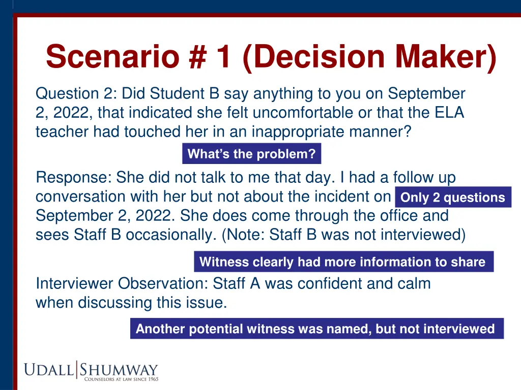 scenario 1 decision maker 2
