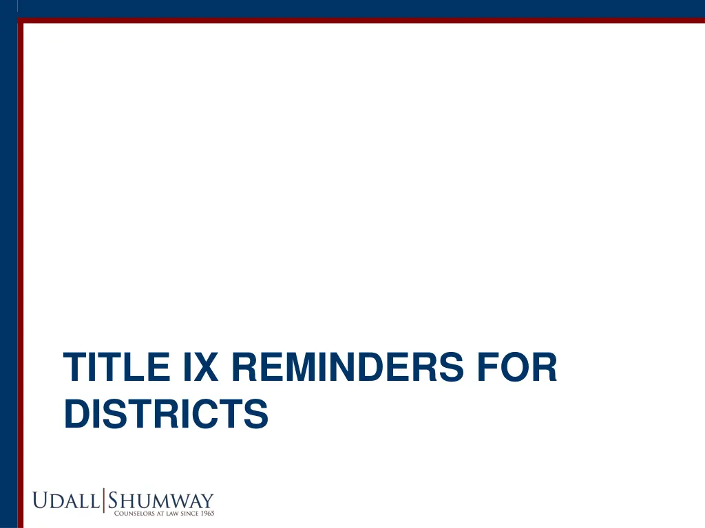 title ix reminders for districts