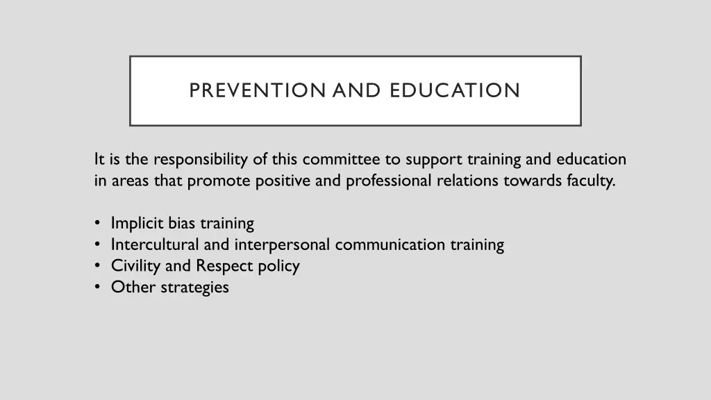 prevention and education