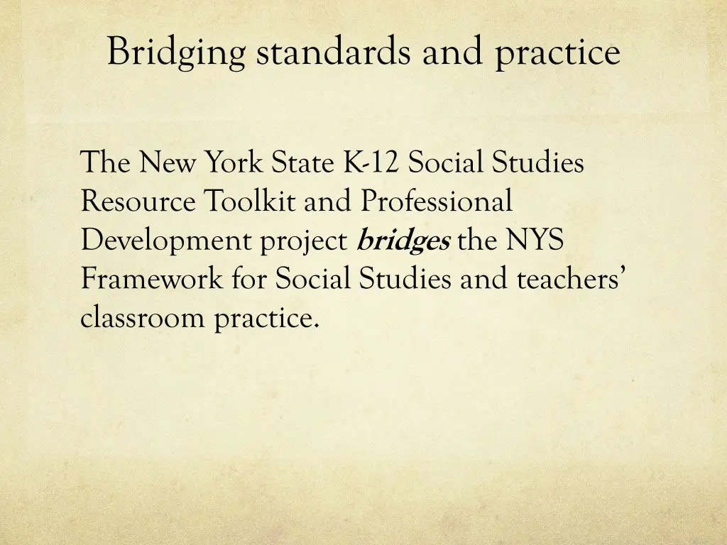 bridging standards and practice