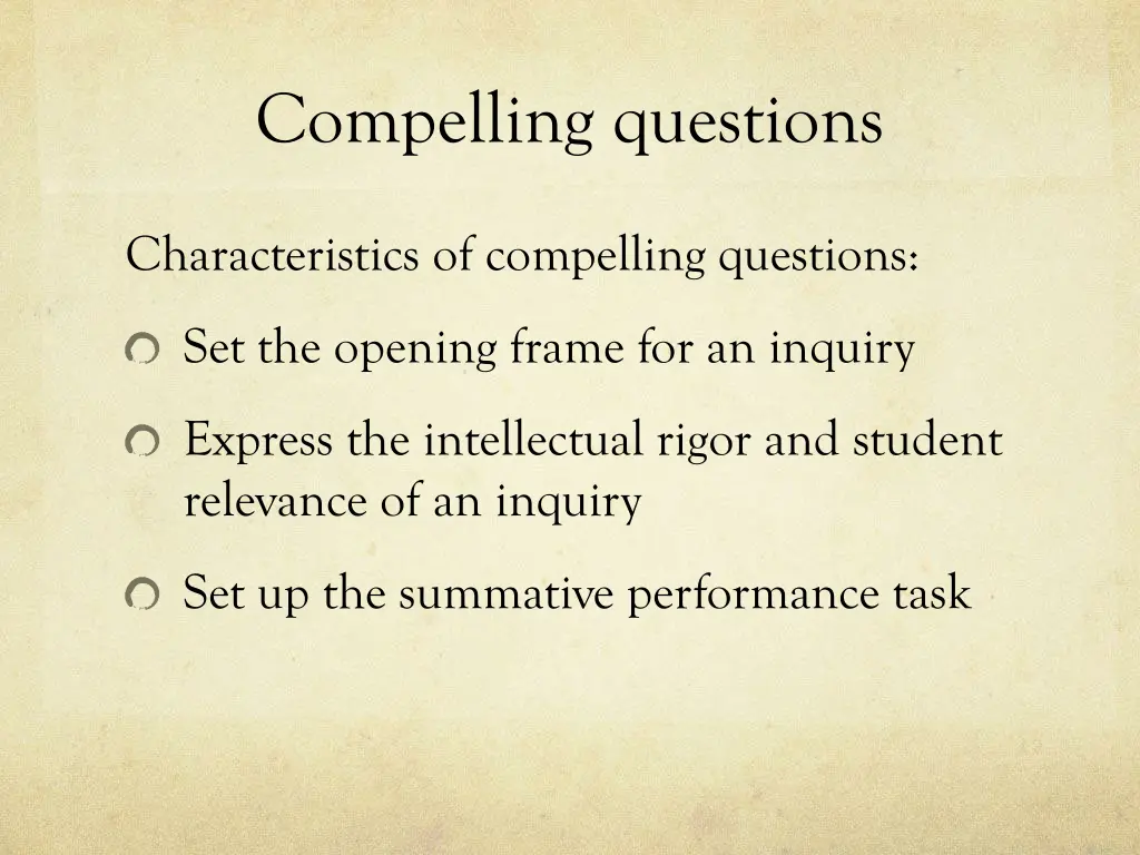 compelling questions