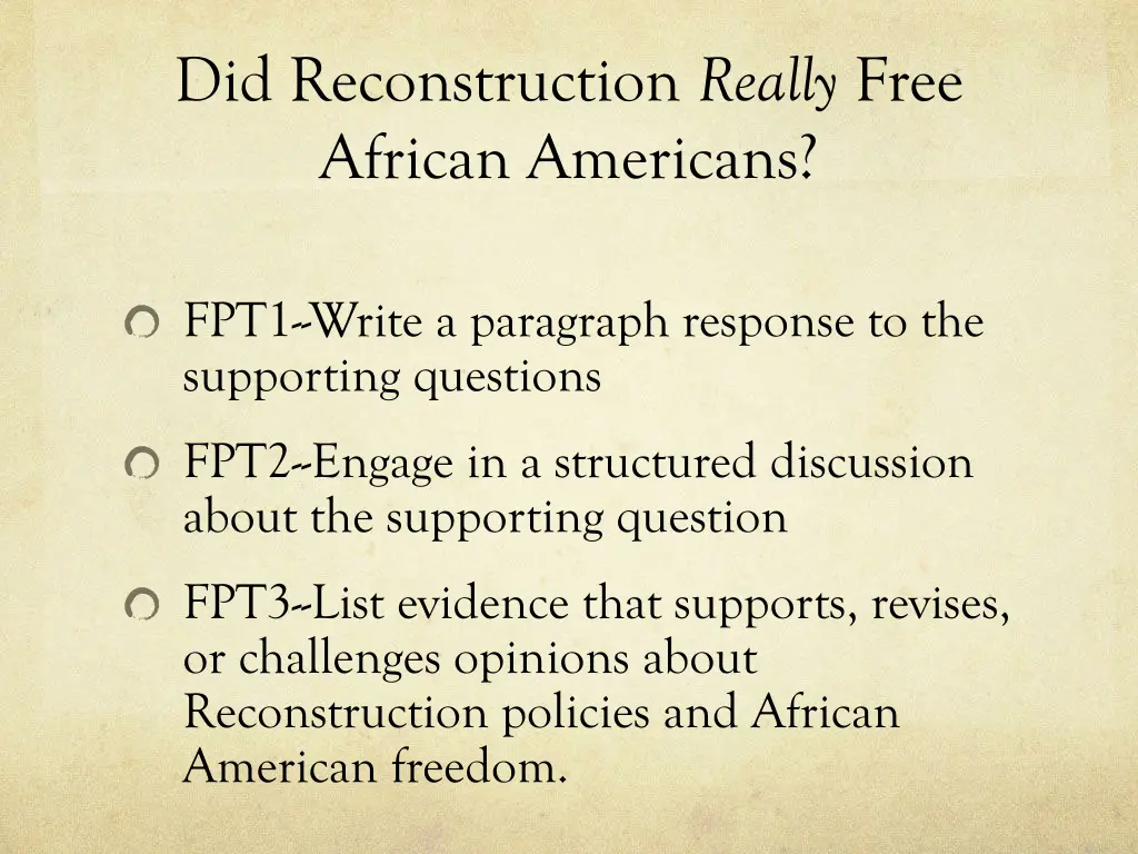 did reconstruction really free african americans 1