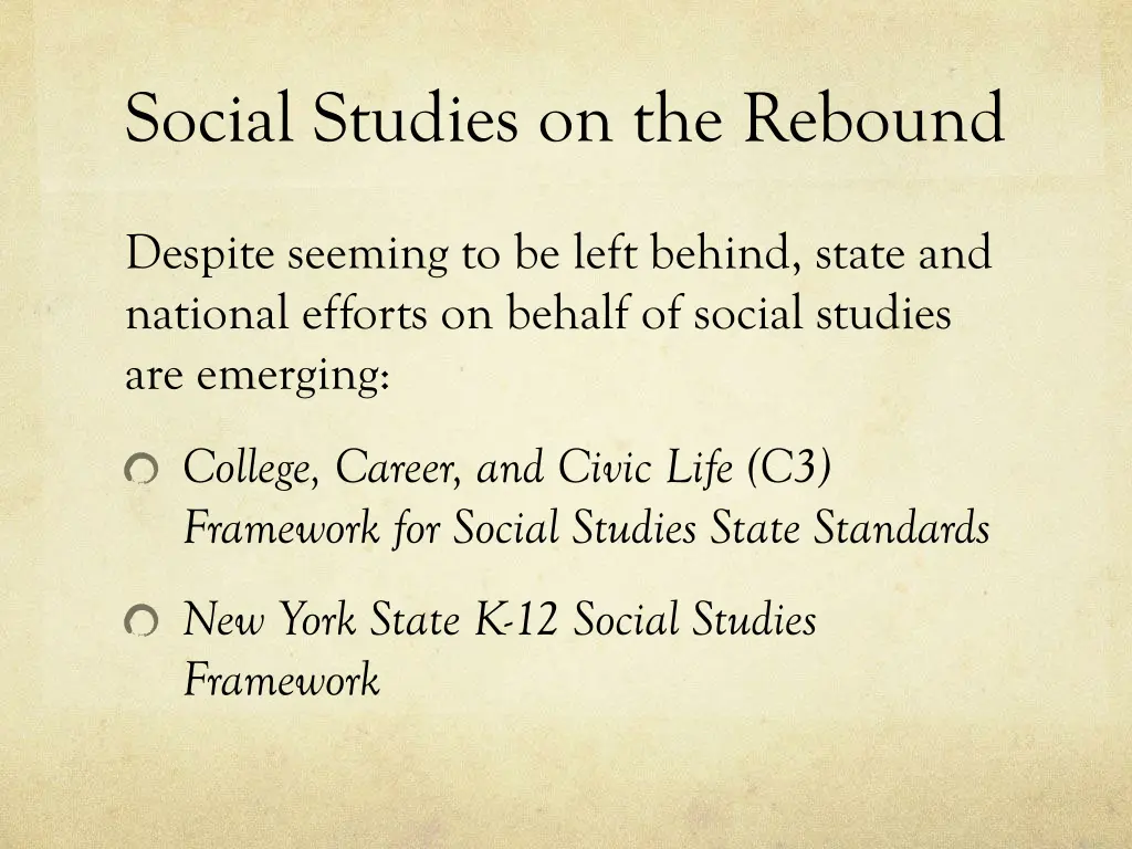 social studies on the rebound