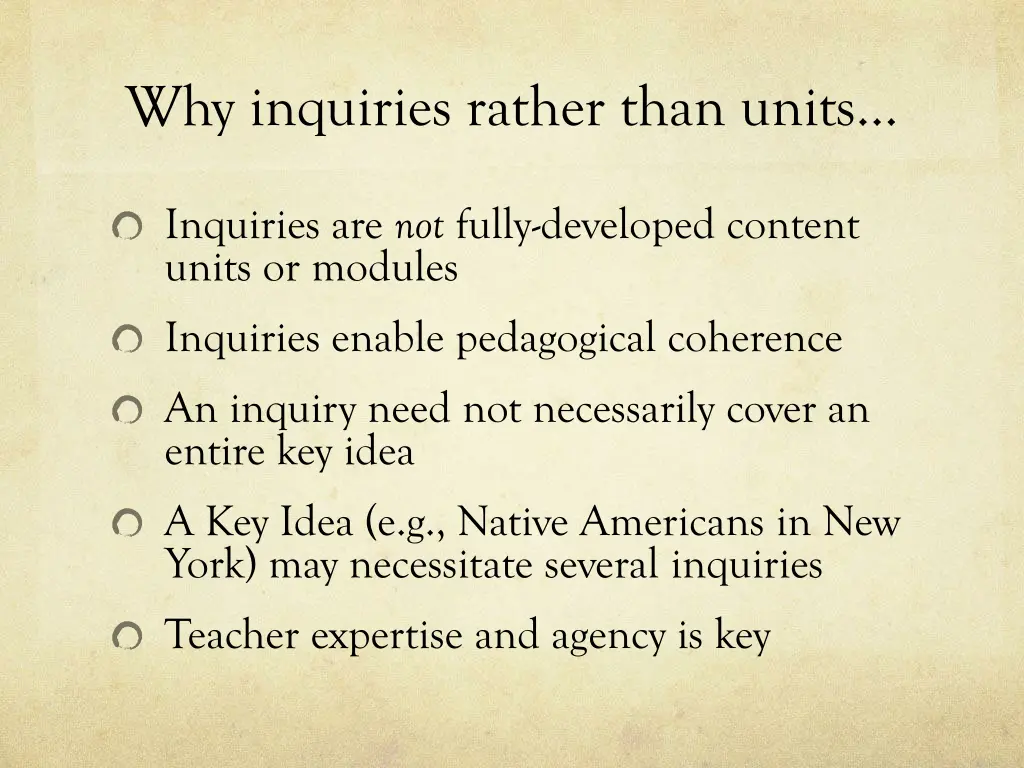 why inquiries rather than units