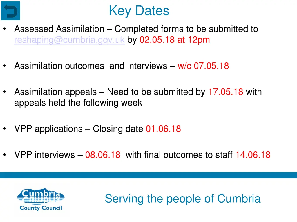 key dates