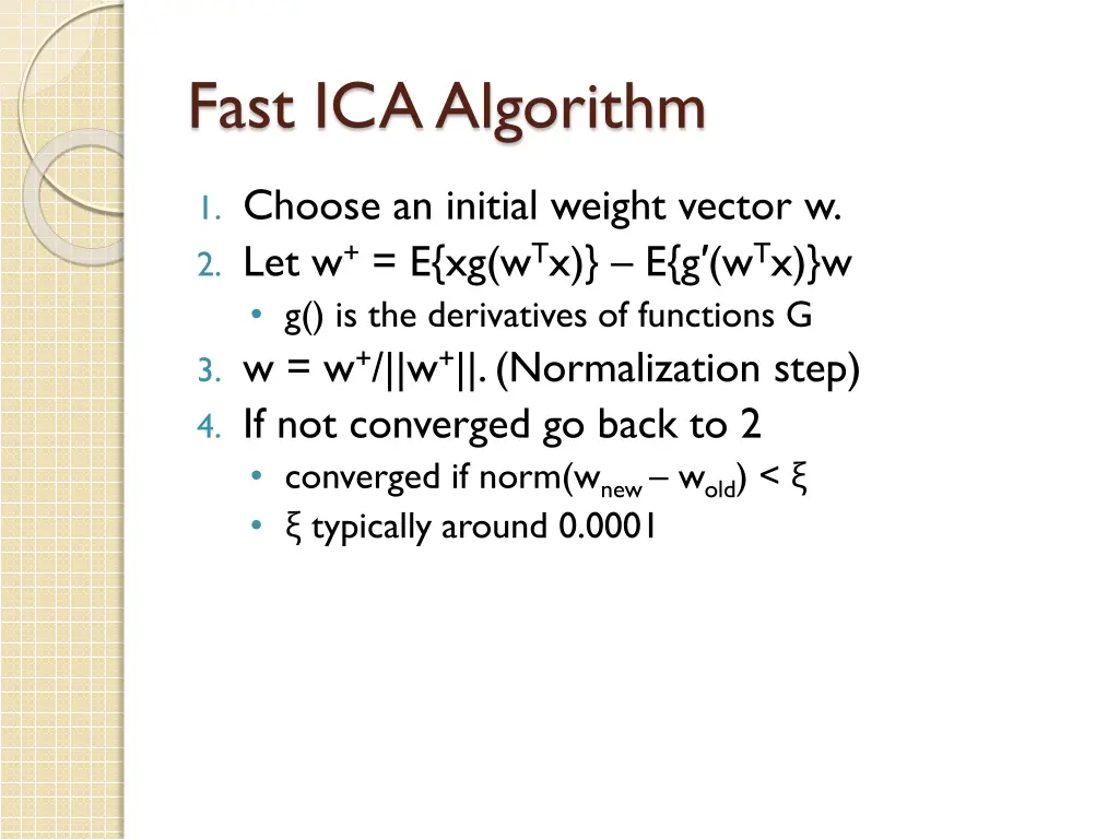 fast ica algorithm