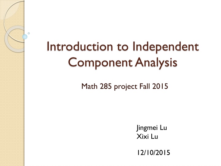 introduction to independent component analysis