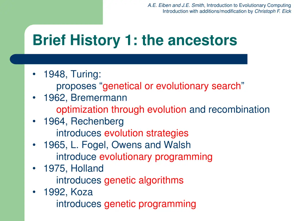a e eiben and j e smith introduction 8