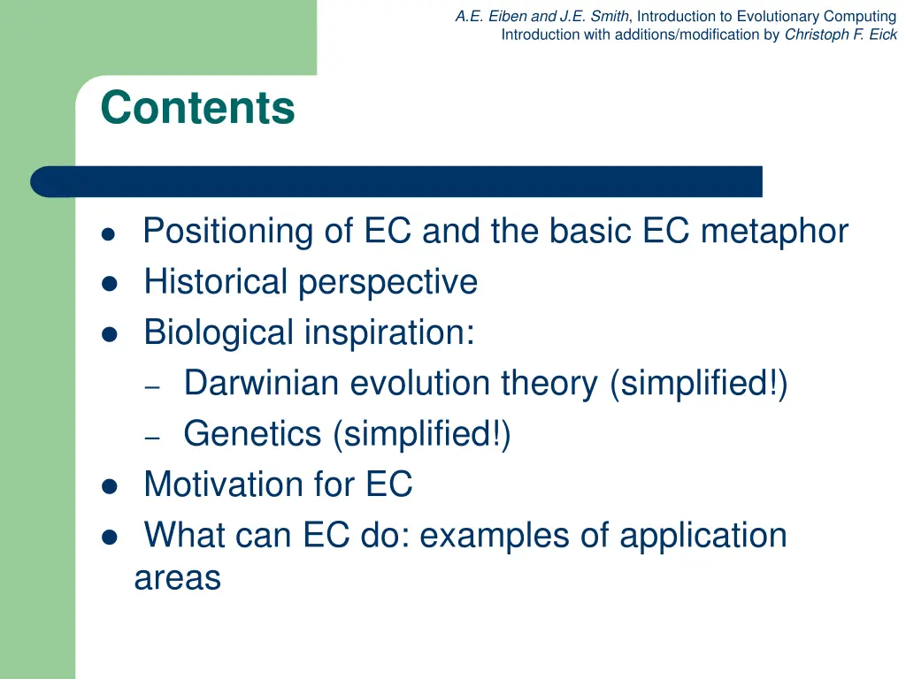 a e eiben and j e smith introduction