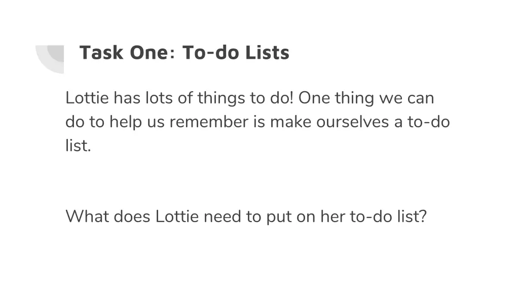 task one to do lists