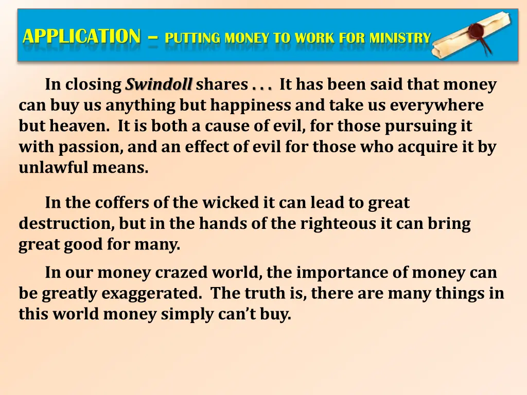 application putting money to work for ministry