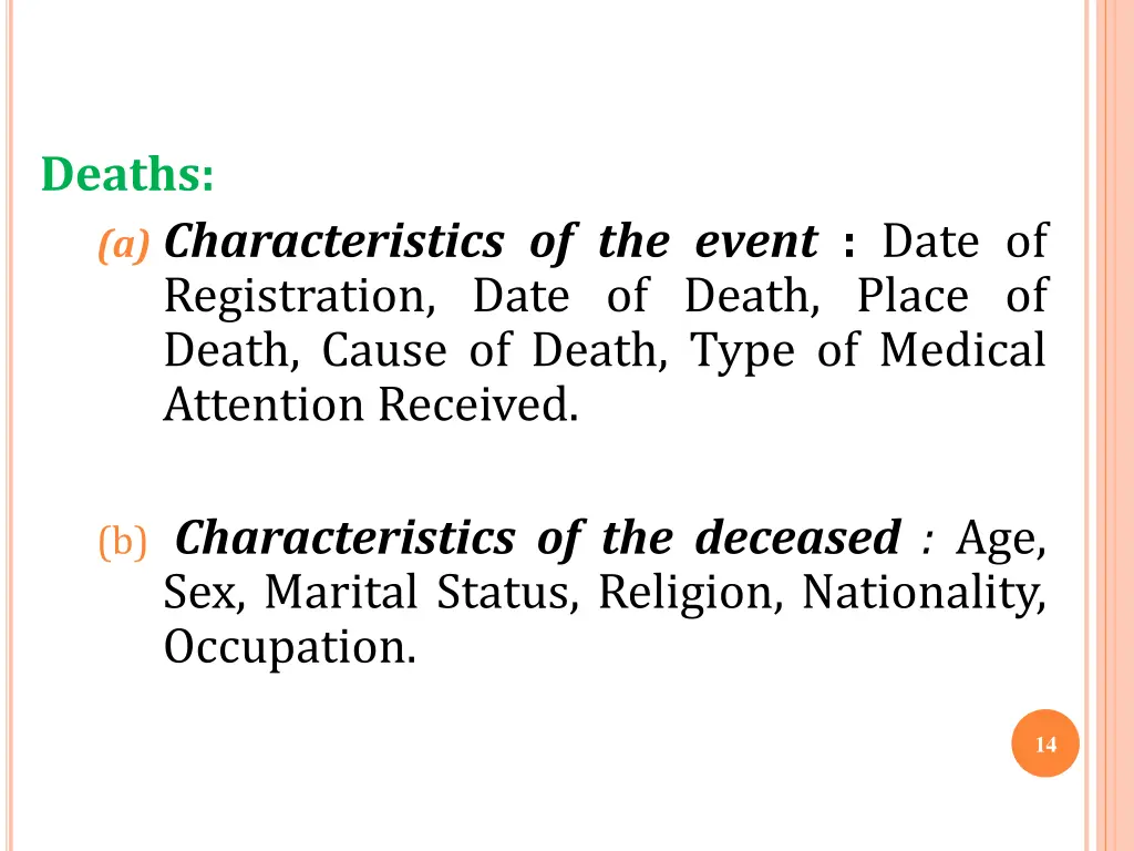 deaths a characteristics of the event date