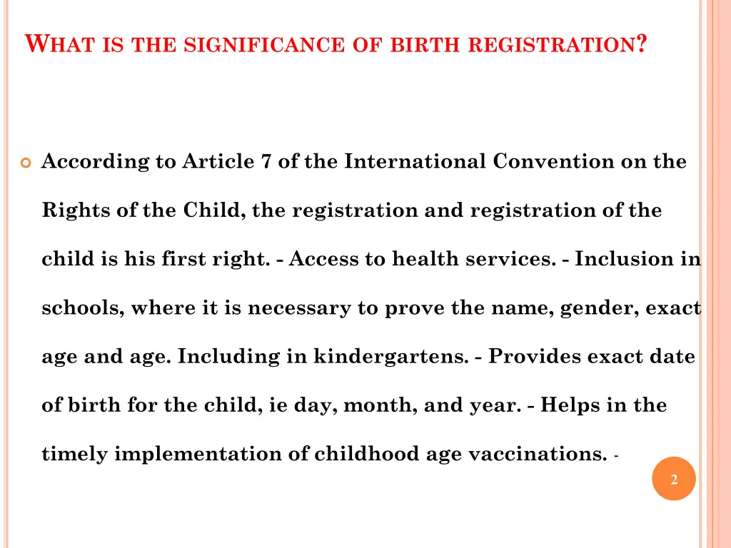 w hat is the significance of birth registration