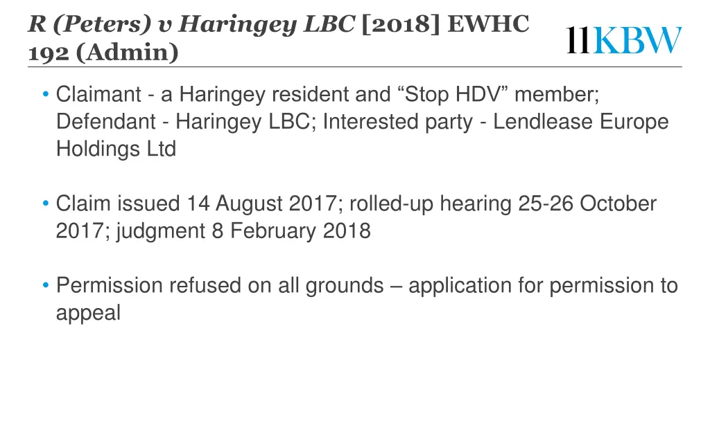 r peters v haringey lbc 2018 ewhc 192 admin