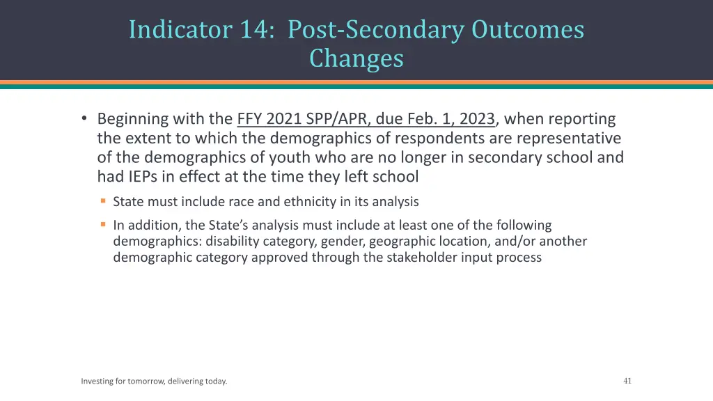 indicator 14 post secondary outcomes changes 1