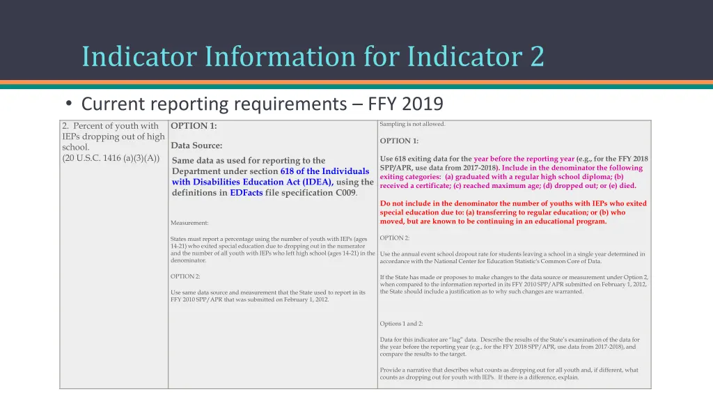 indicator information for indicator 2