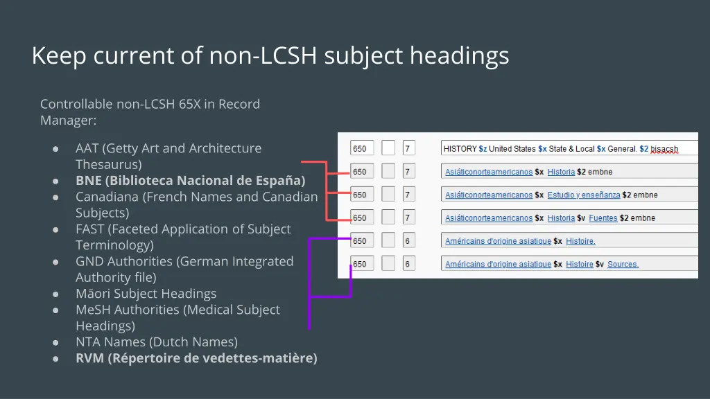 keep current of non lcsh subject headings