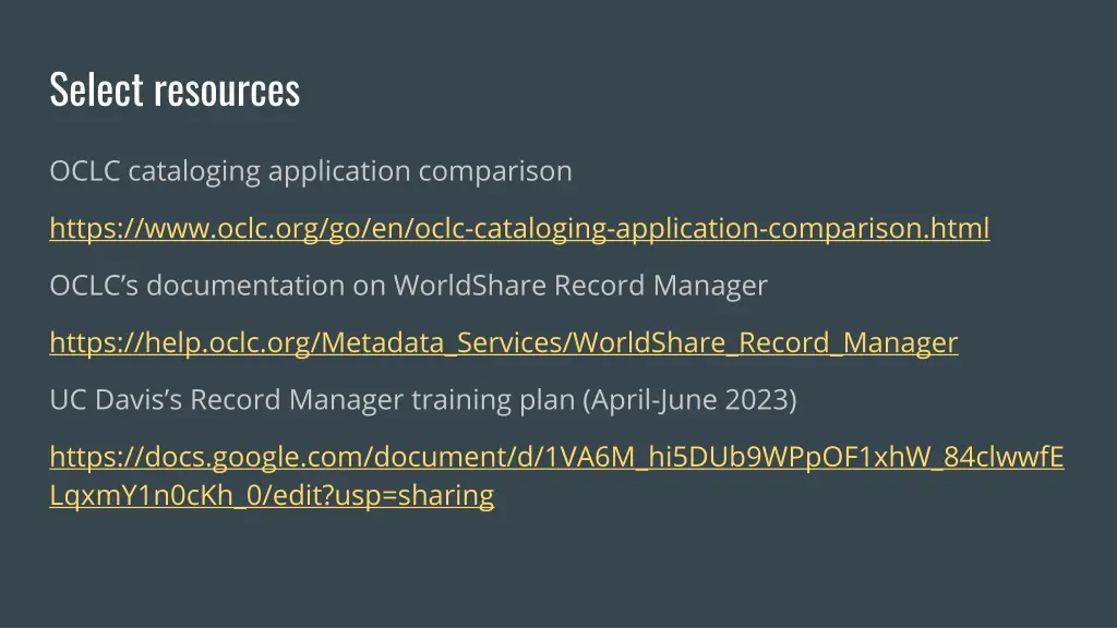 select resources