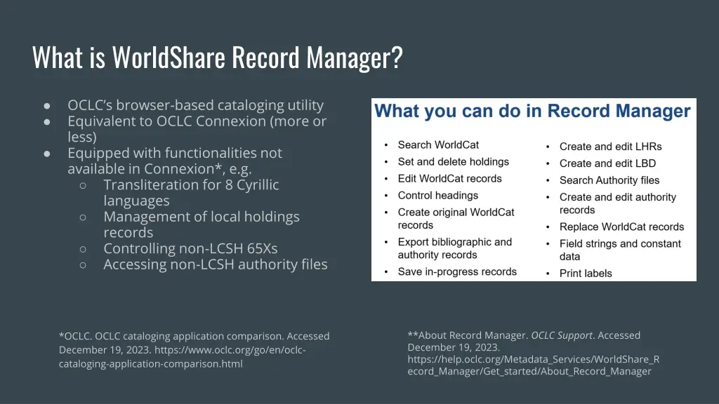 what is worldshare record manager