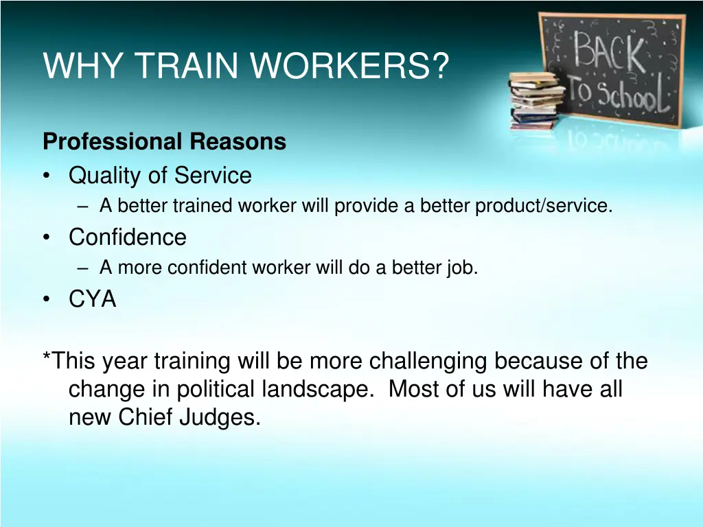 why train workers 1