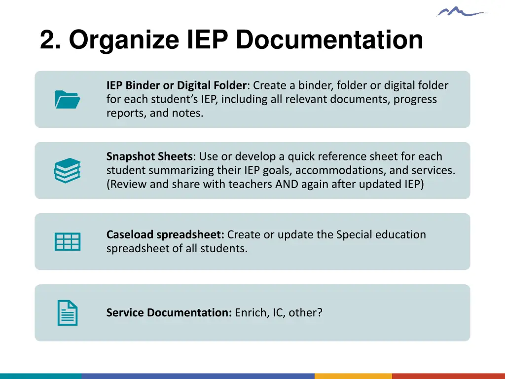 2 organize iep documentation