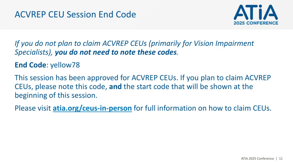 acvrep ceu session end code