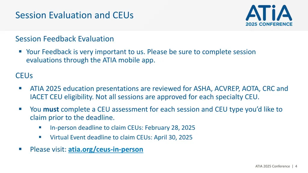 session evaluation and ceus