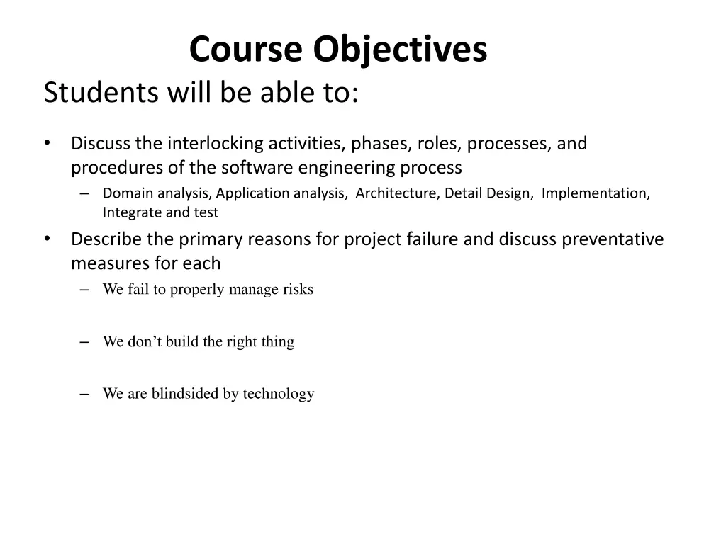 course objectives students will be able to 10