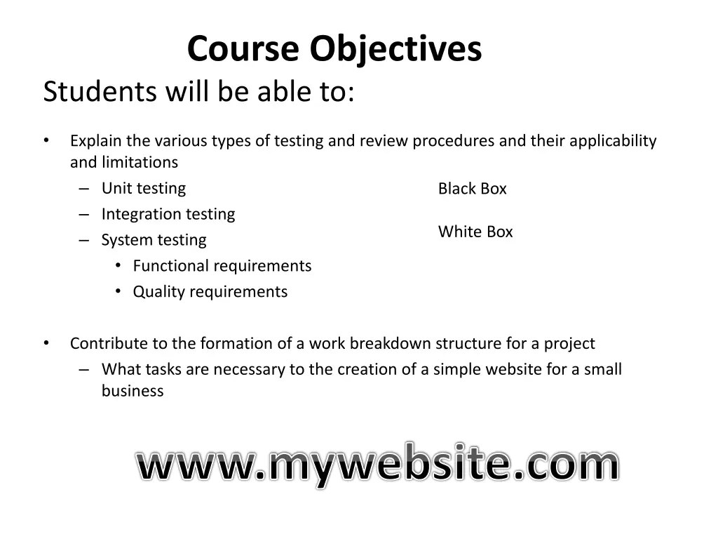 course objectives students will be able to 8