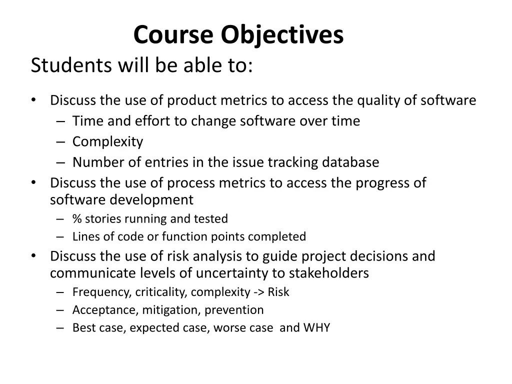 course objectives students will be able to 9