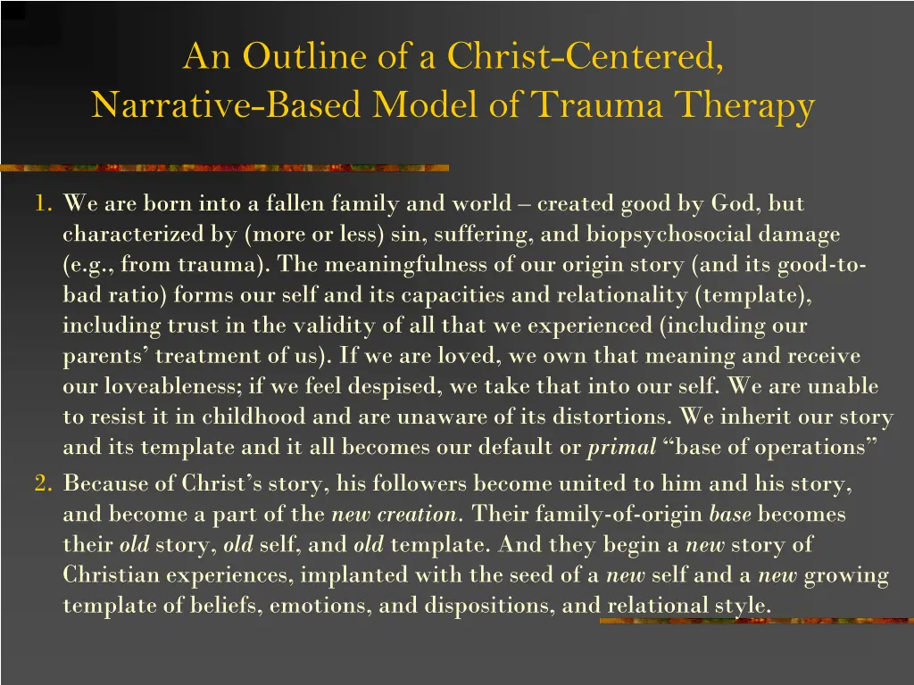 an outline of a christ centered narrative based