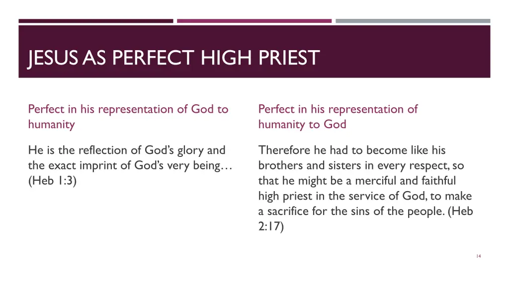 jesus as perfect high priest