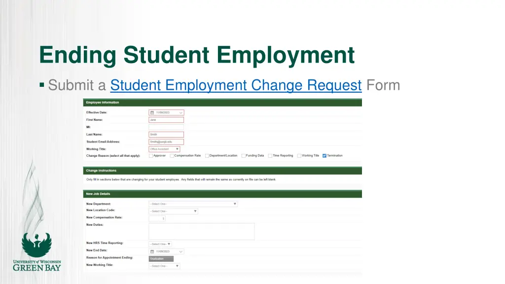 ending student employment