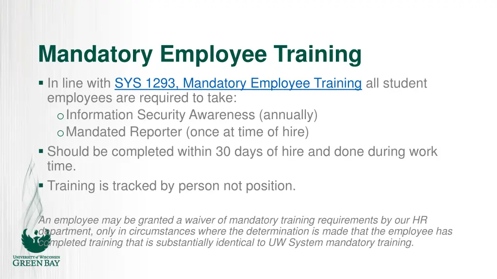 mandatory employee training