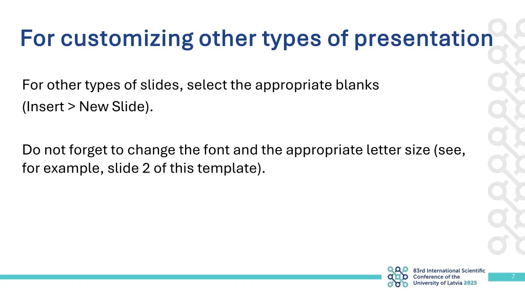 for customizing other types of presentation