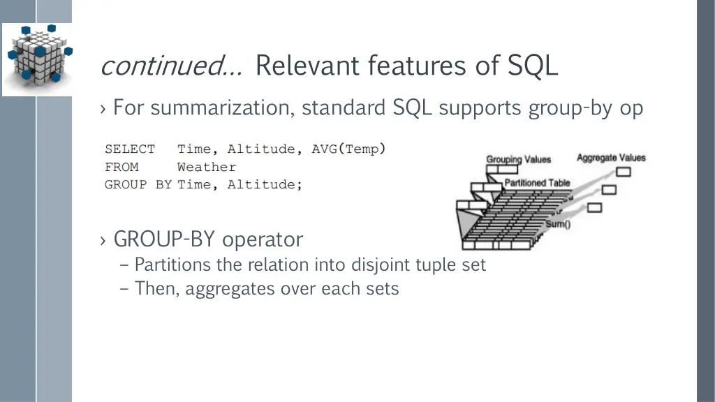 continued relevant features of sql