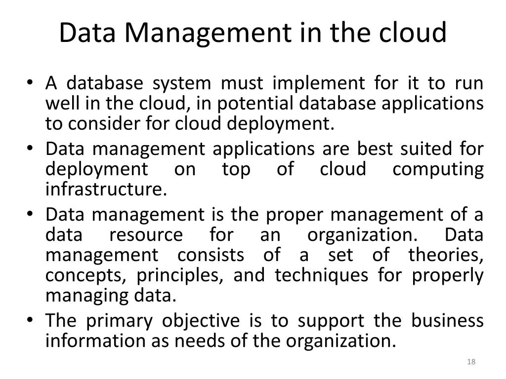 data management in the cloud 1