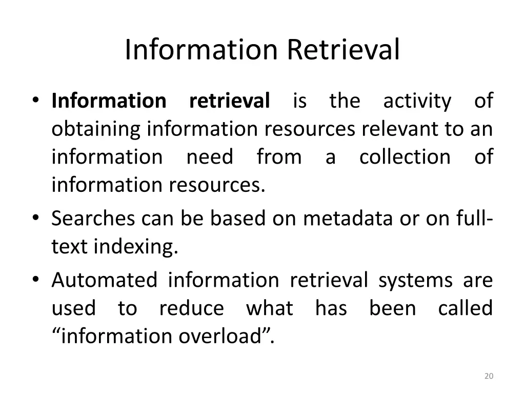 information retrieval