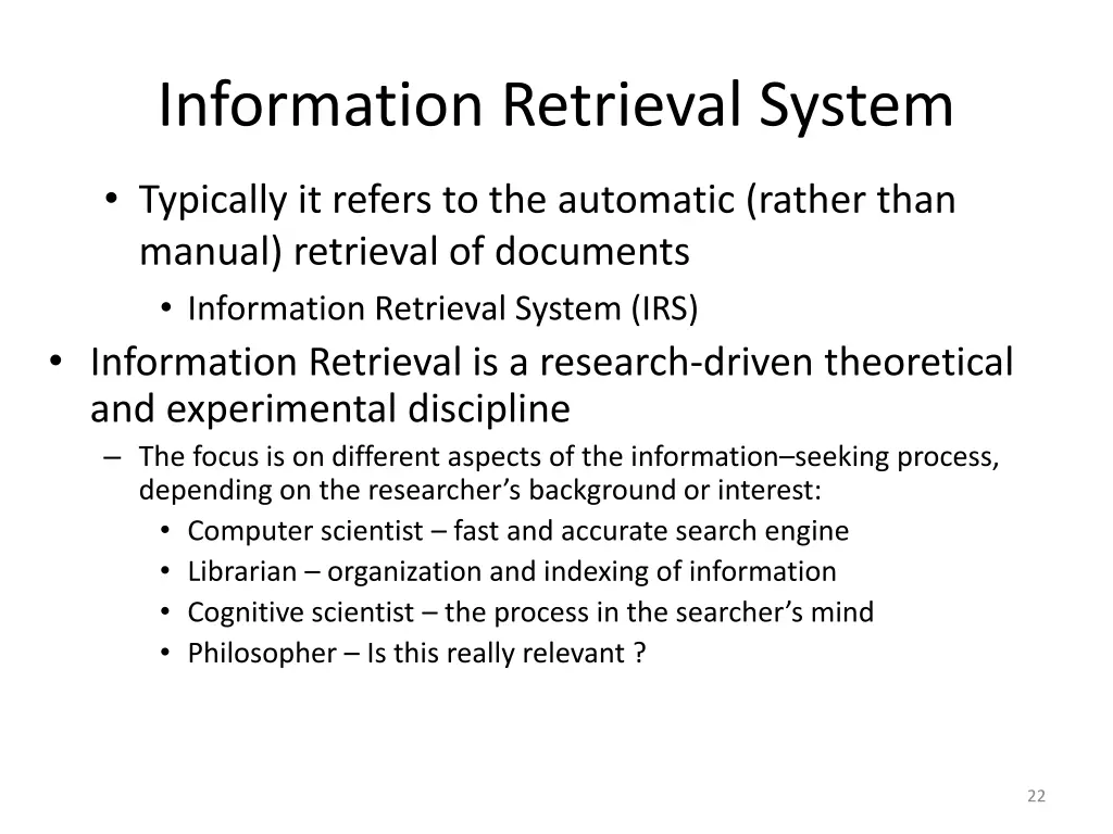 information retrieval system