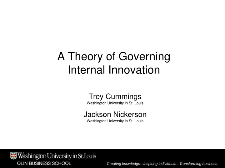a theory of governing internal innovation