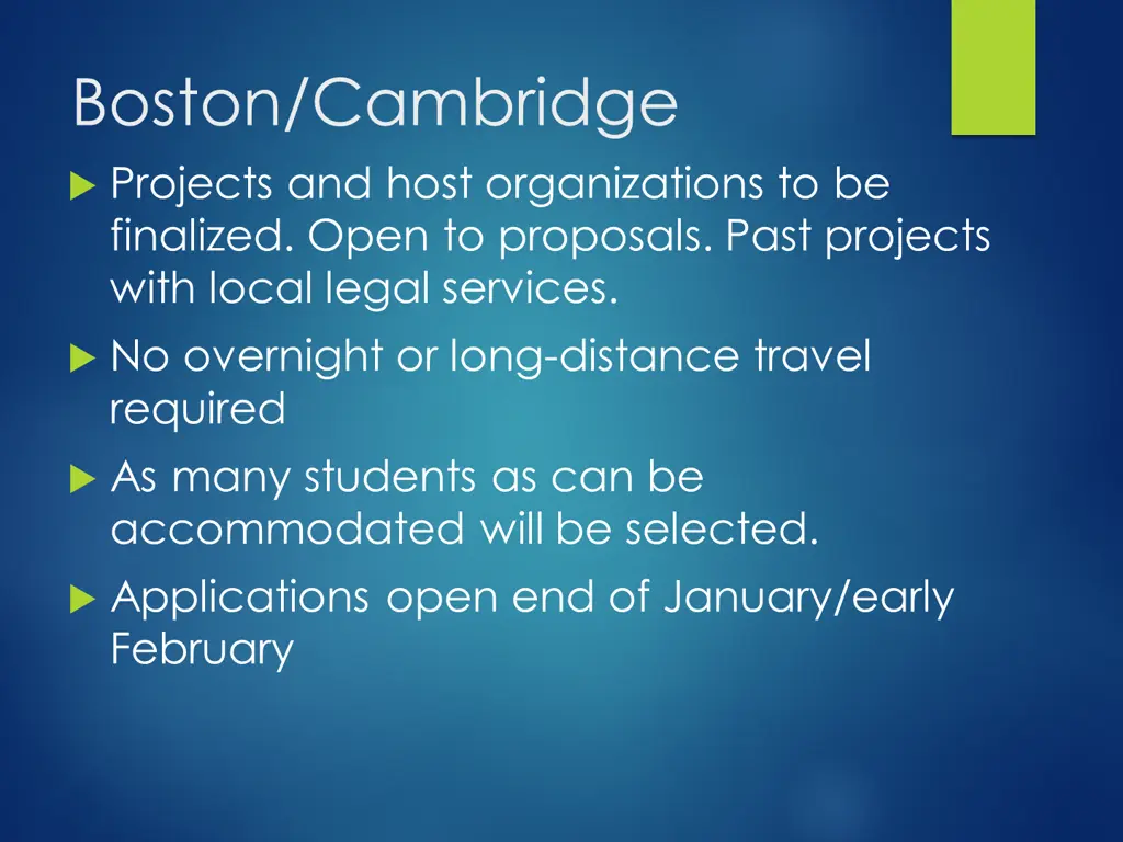 boston cambridge projects and host organizations