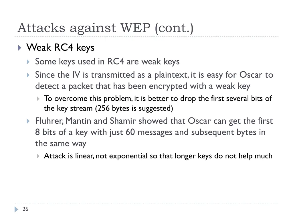 attacks against wep cont 1