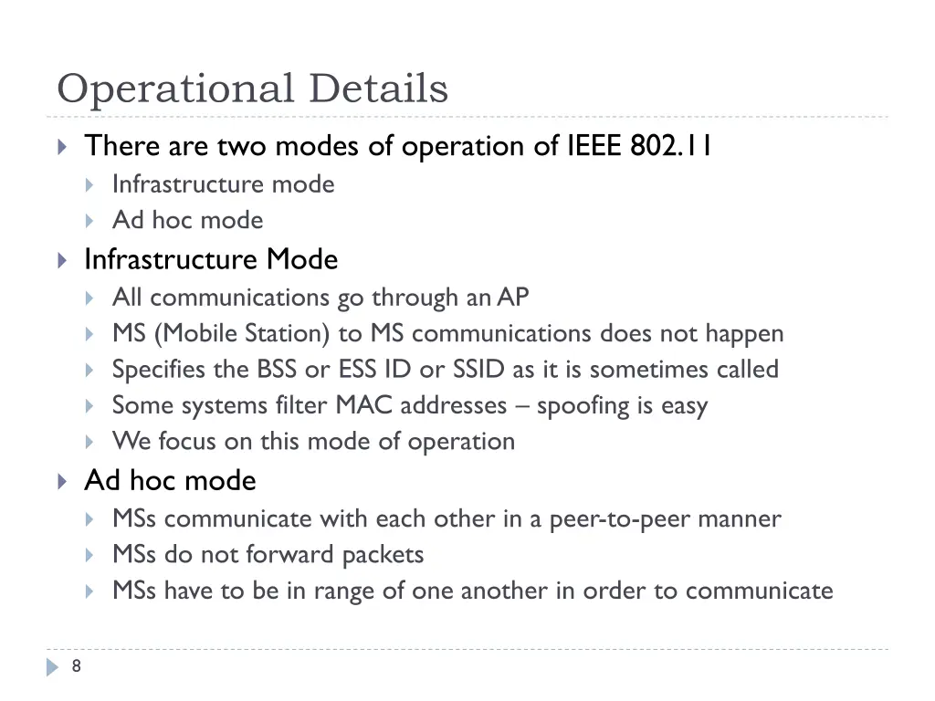 operational details