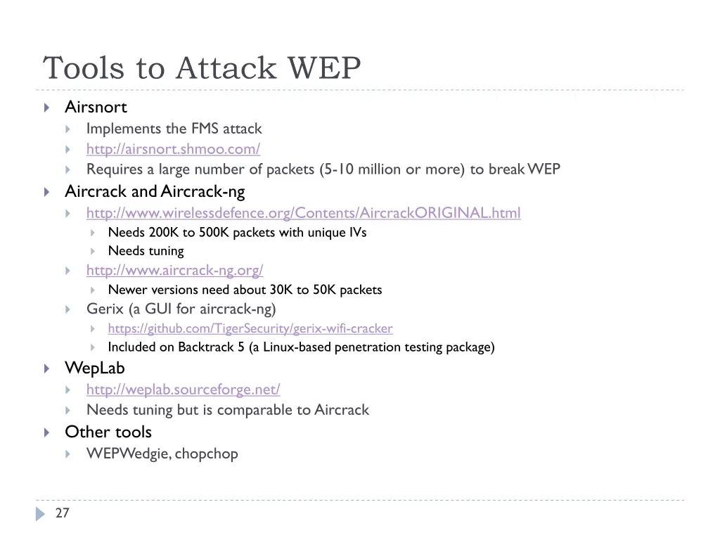 tools to attack wep
