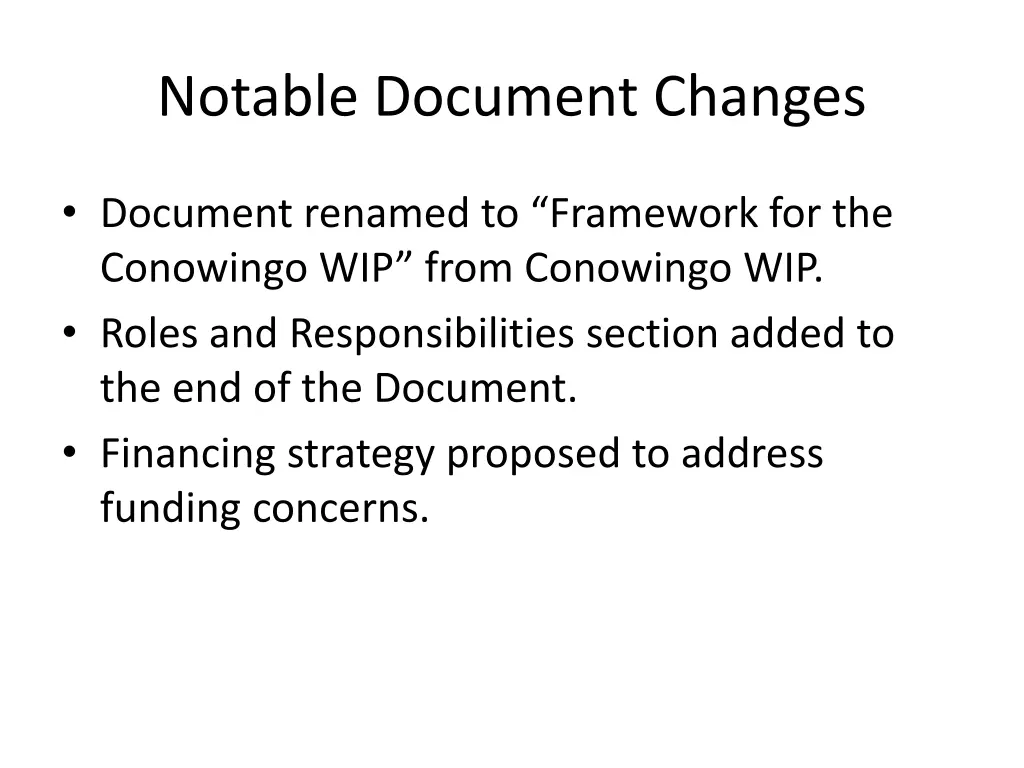 notable document changes