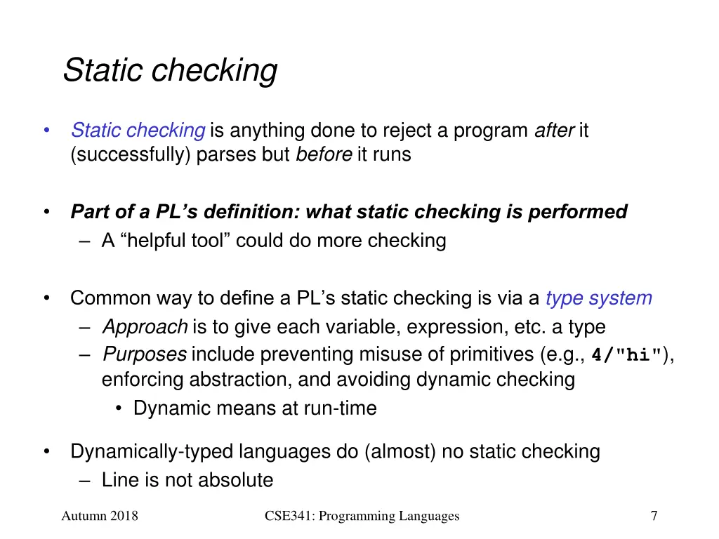 static checking