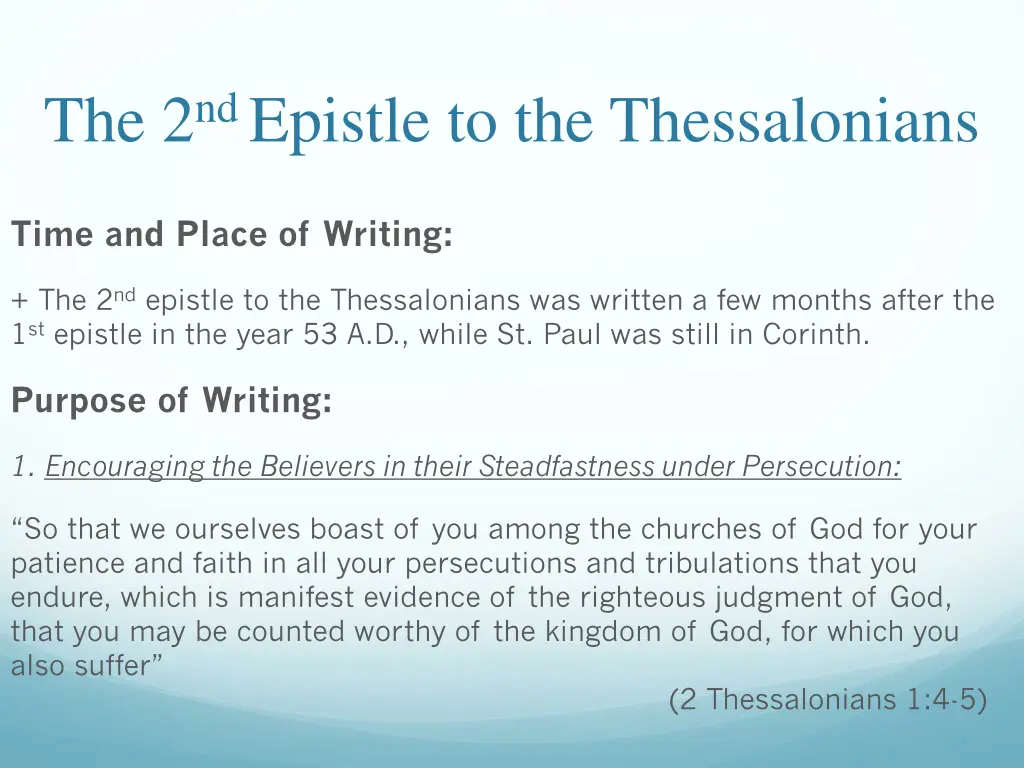 the 2 nd epistle to the thessalonians