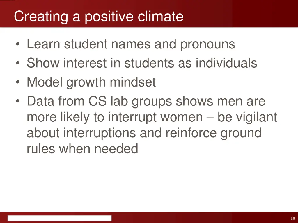 creating a positive climate 1
