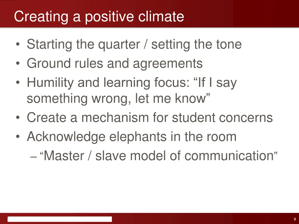 creating a positive climate