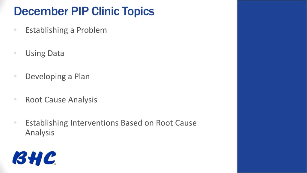 december pip clinic topics